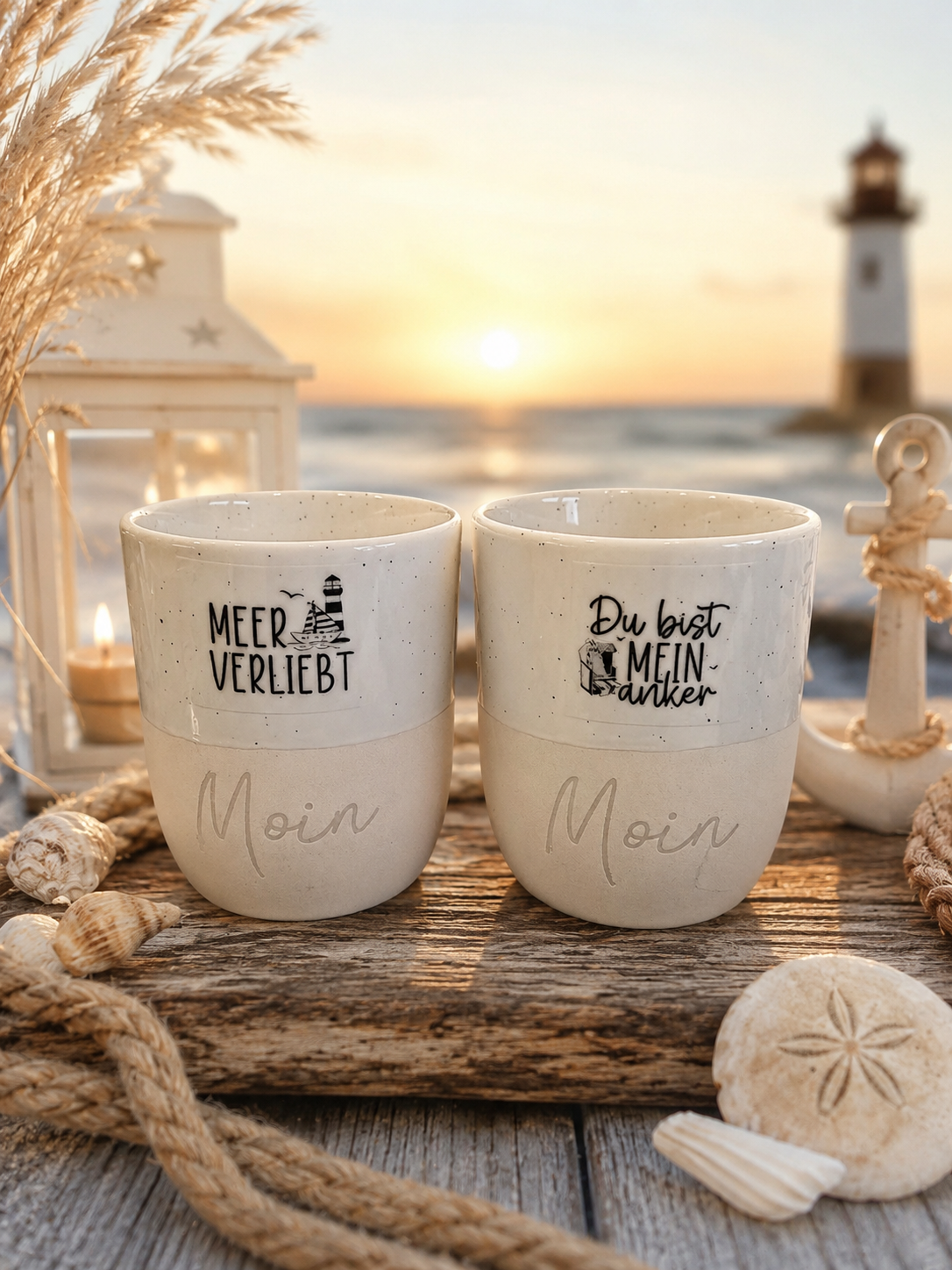 Maritimes Becher-Set „Moin & Meerliebe“ | 2-teilig – Produktansicht