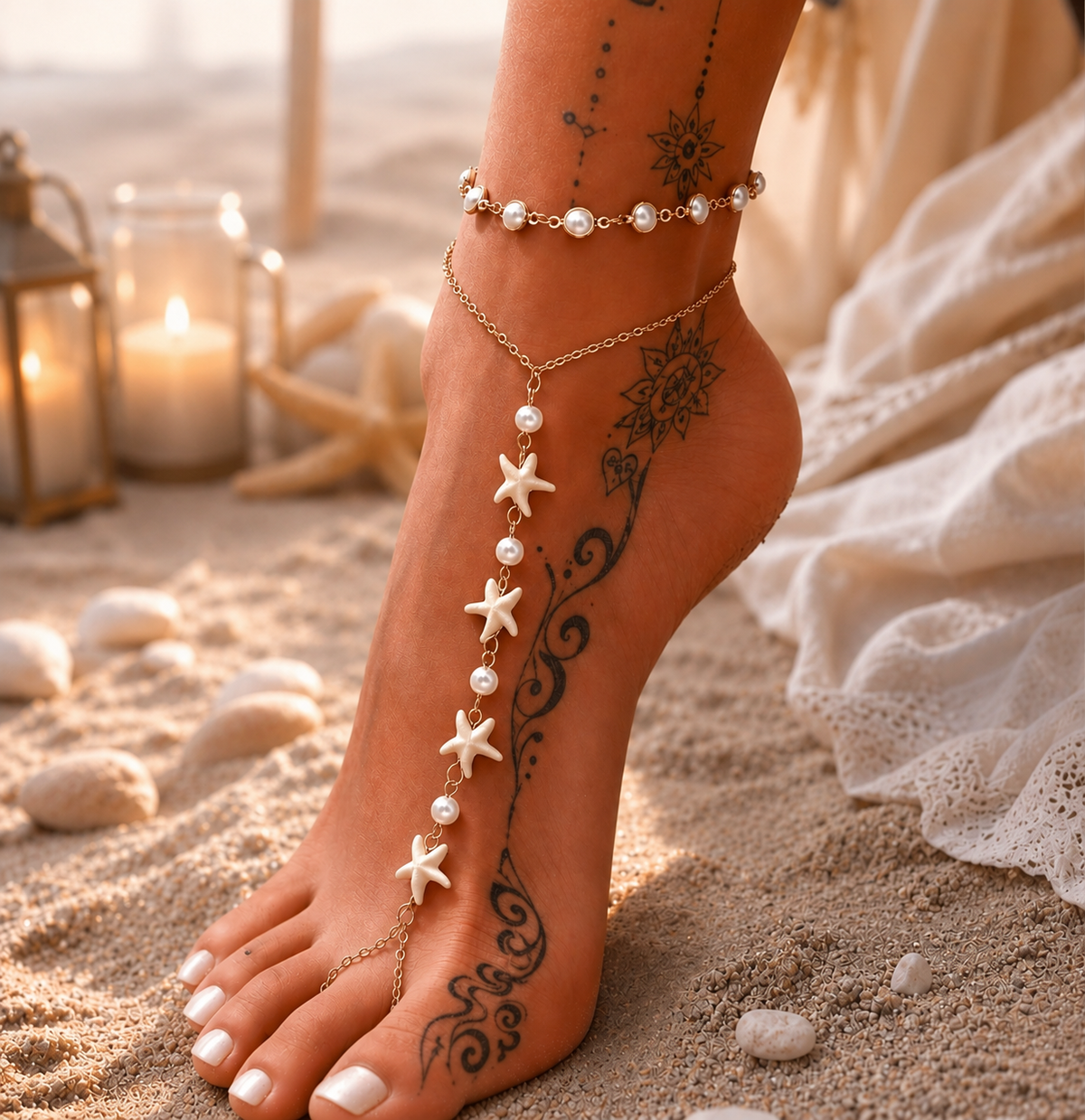 Fußkettchen-Set im Boho-Look – Produktansicht