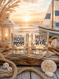 Maritimes Teelichtglas-Set „Moin Moin & Meerweh“ – 2-teilig – Produktansicht