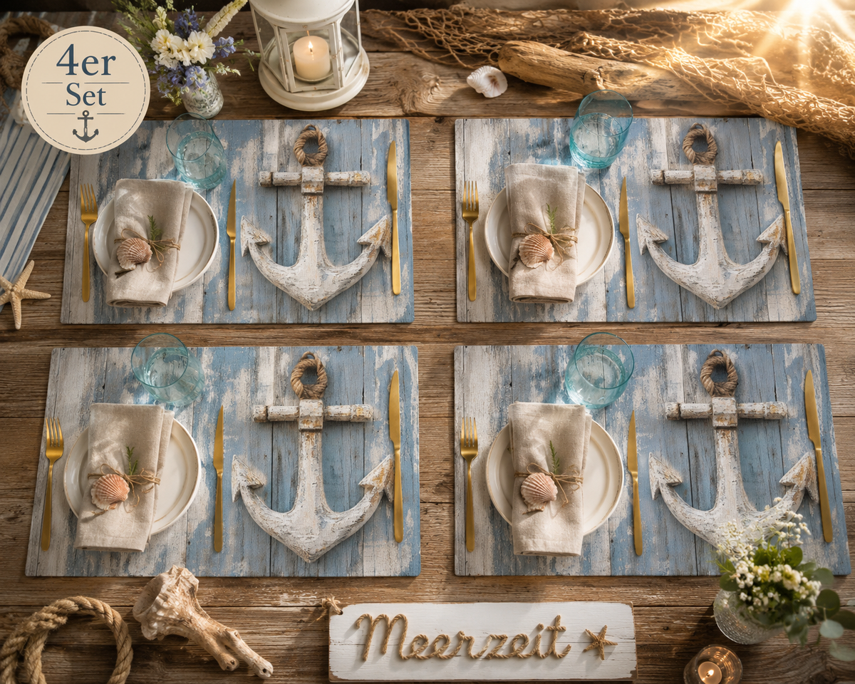 Maritime Platzsets „Ankerplatz“ – 4er-Set – Produktansicht