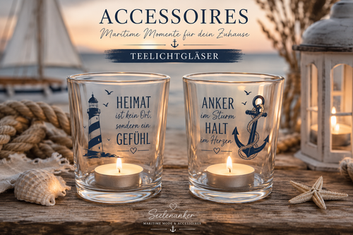 2er-Set Teelichtgläser „Heimat & Anker“ – Produktansicht