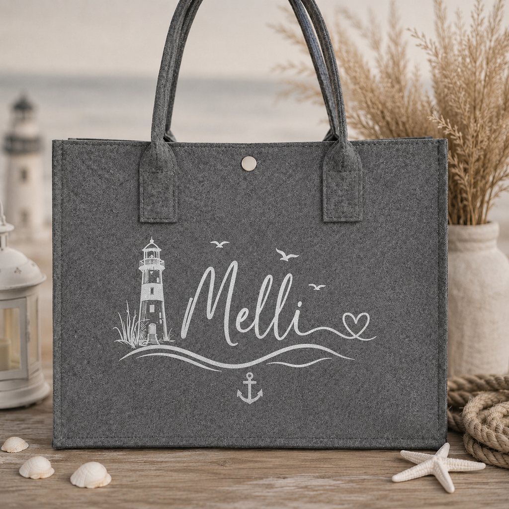 Personalisierte Filztasche „Küstenliebe“ – Produktansicht