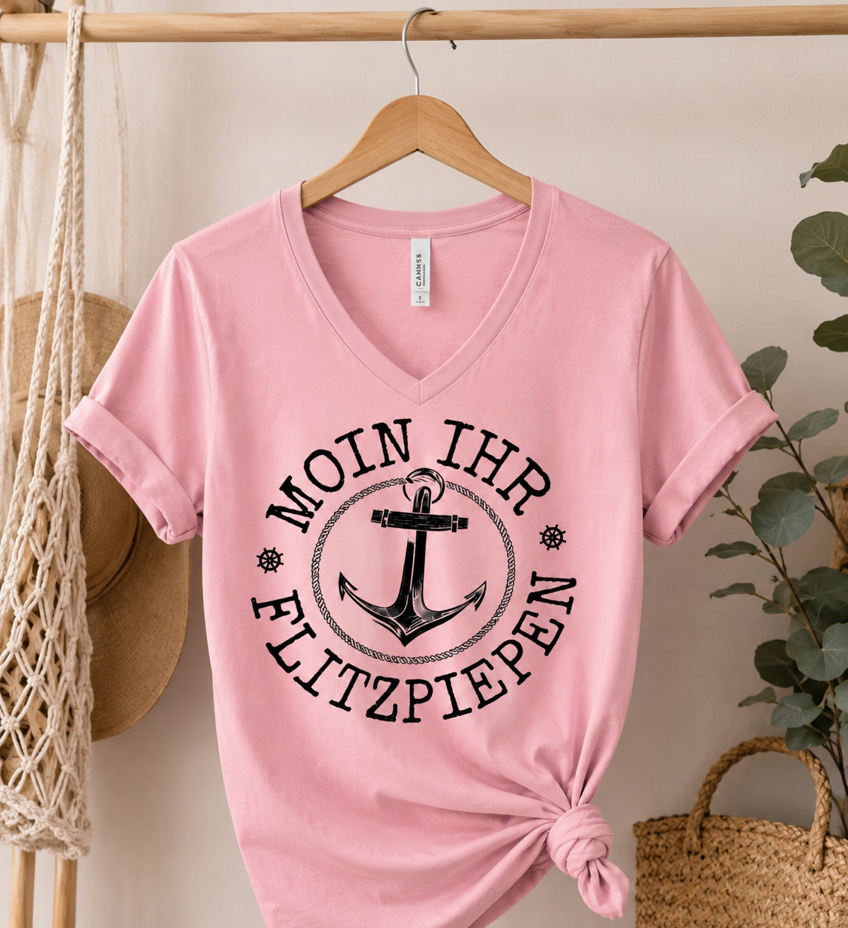 T-Shirt V-Ausschnitt Unisex - gestalte dir dein Shirt selber – Produktansicht