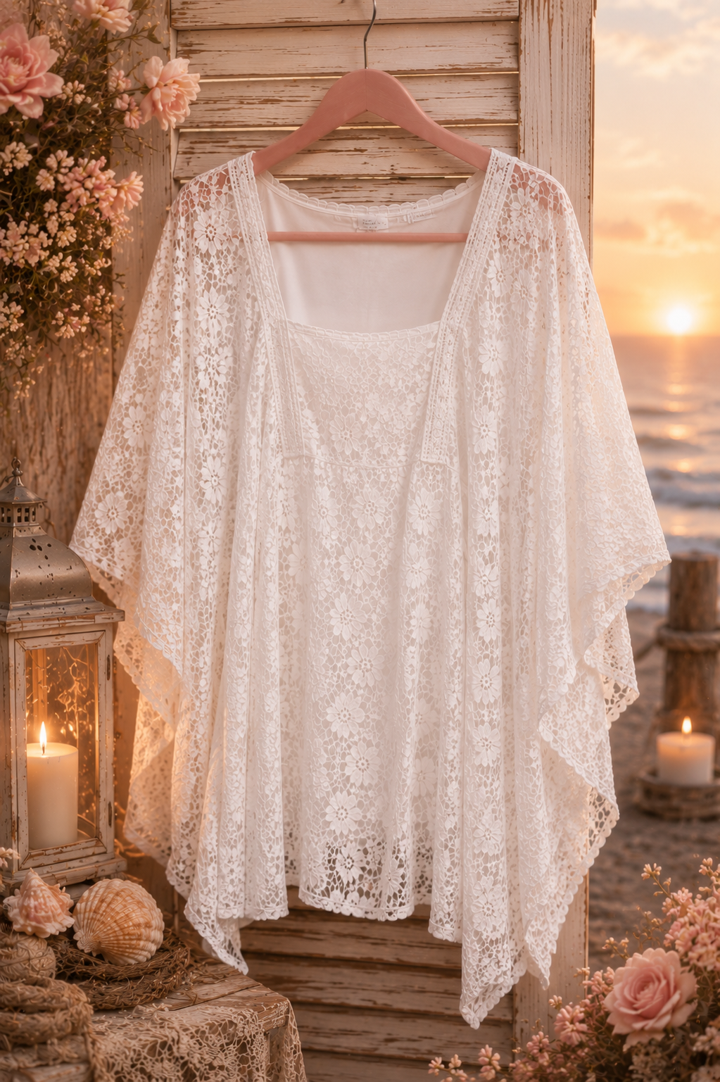 Boho-Spitzen-Tunika „Meeresromantik“ – Größe 48 – Produktansicht 2