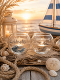 Maritimes Teelichtglas-Set „Ankerplatz & Ahoi“ – 2-teilig – Produktansicht