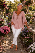 Boho-Bluse „Rosengarten“ – Größe 40 – Produktansicht