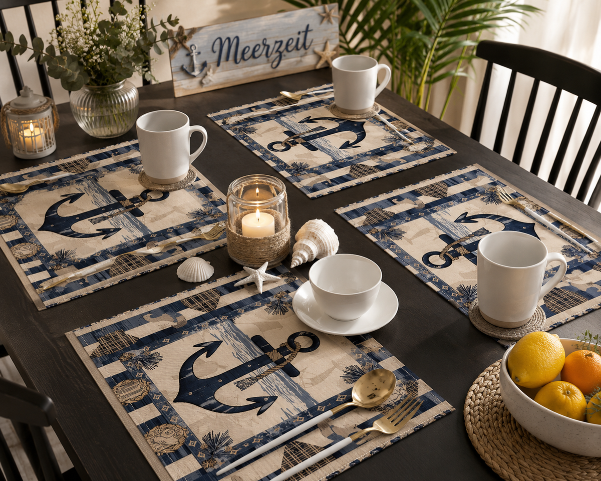 Maritime Platzsets „Ankerliebe“ – 4er-Set – Produktansicht